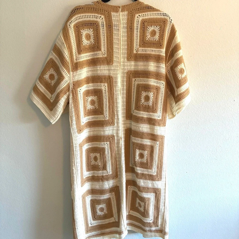 Do Everything Love Crochet Kimono Cardigan Patchwork Boho Duster Coastal Granny